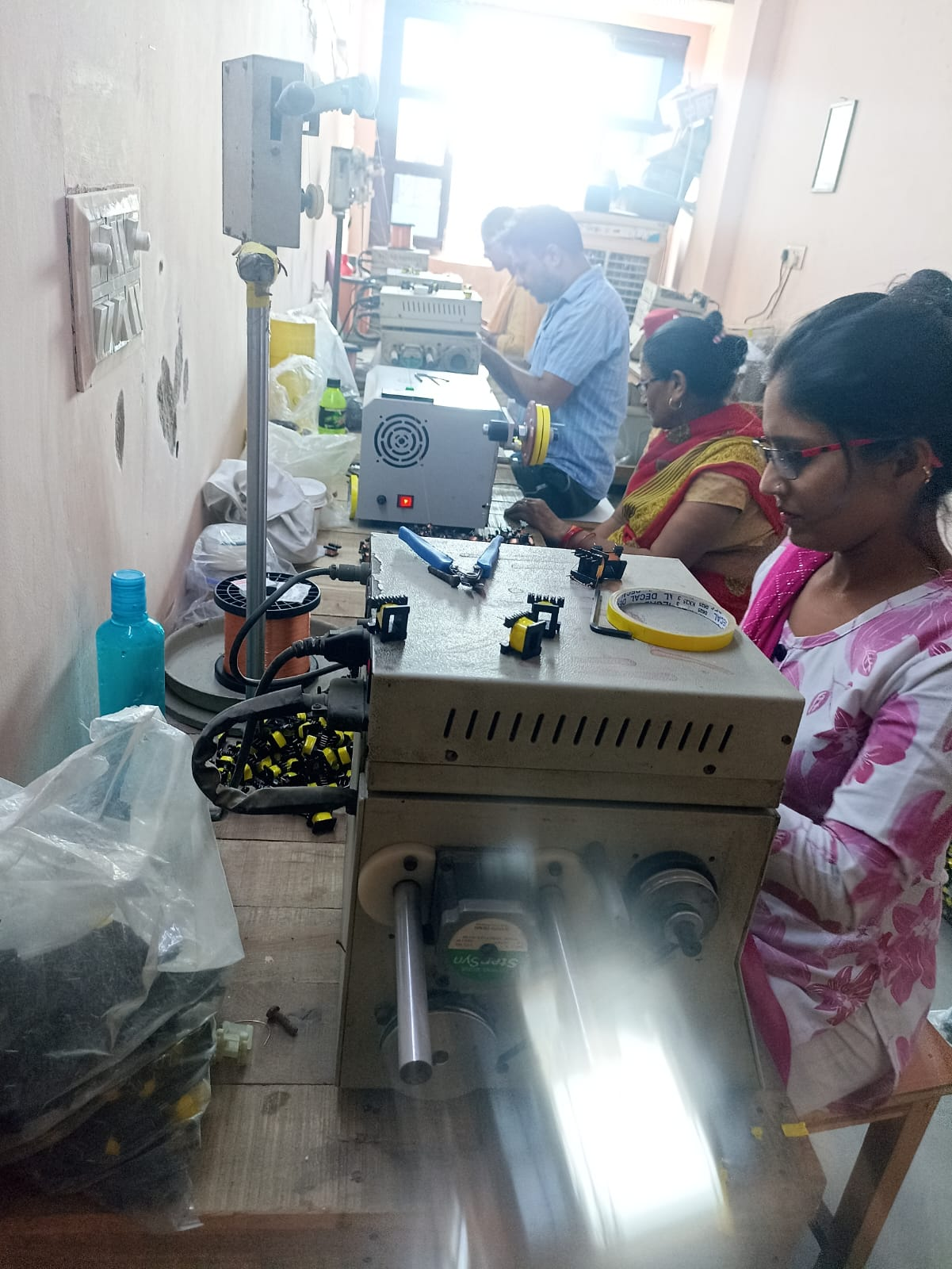Shorya Transformer production team working on electronic transformers